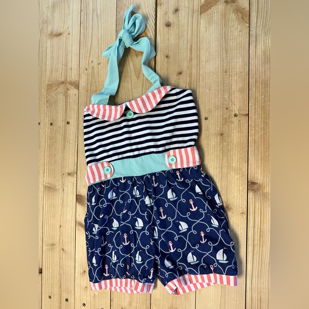 Serendipity By Shrimp & Grits Nautical Bubble Romper 2T 3T